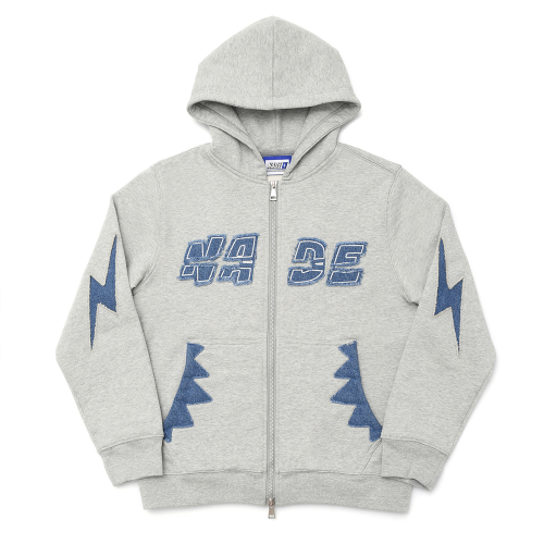 NADE DENIM LIGHTNING PATCH ZIP-UP HOODIE