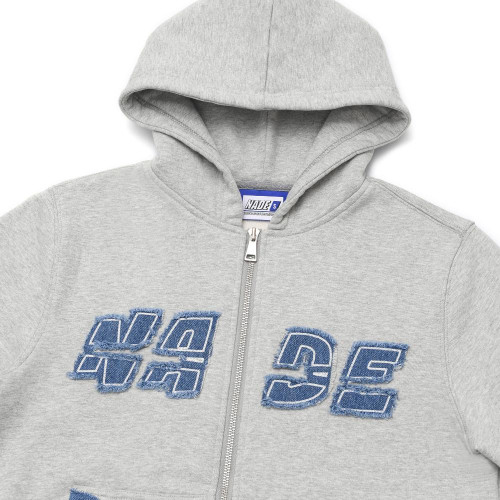 NADE DENIM LIGHTNING PATCH ZIP-UP HOODIE
