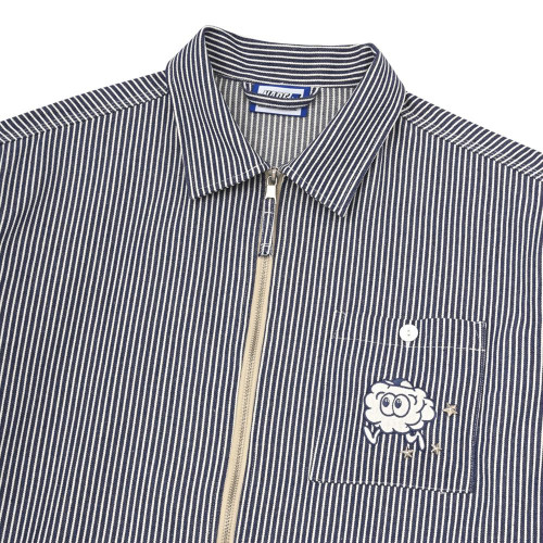 NADE STRIPED HICKORY ZIP SHIRT