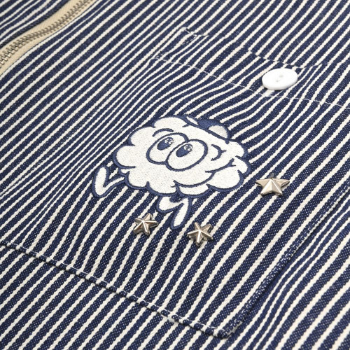 NADE STRIPED HICKORY ZIP SHIRT