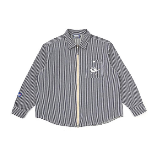 NADE STRIPED HICKORY ZIP SHIRT